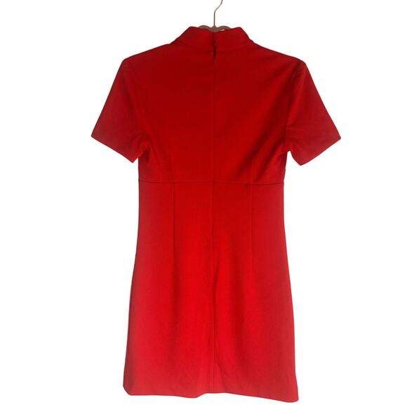NWT Trina Turk Women's Cutout Mock Neck Mini Dress Short Sleeve Red Bodycon 4 - Picture 9 of 15